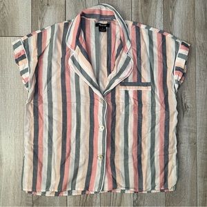 Madewell  Flannel Bedtime Pajama Top in Lonnie Stripe M